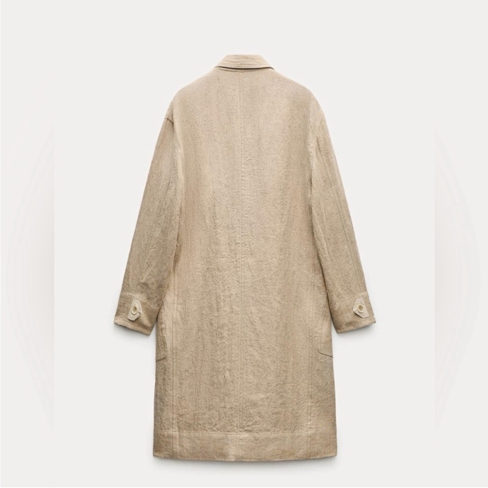 Zara Women’s Linen Duster Coat M-L NWT - Picture 3 of 6